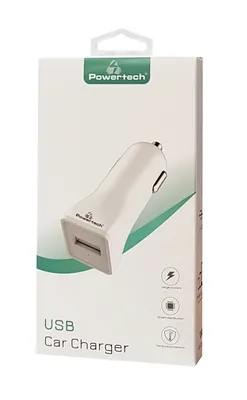 POWERTECH φορτιστής αυτοκινήτου PT-762, USB, 1A, λευκός