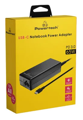 POWERTECH φορτιστής laptop PT-1319, USB-C PD 3.0, universal, 65W, μαύρος
