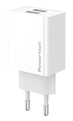 POWERTECH φορτιστής τοίχου PT-1321, 2x USB, 12W, λευκός