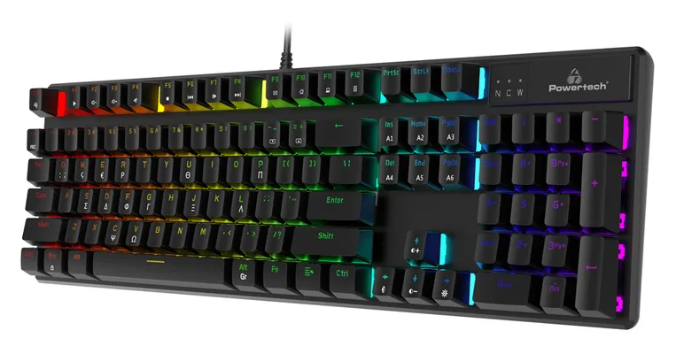 POWERTECH gaming μηχανικό πληκτρολόγιο PT-1254, ενσύρματο, RGB, μαύρο