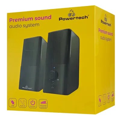 POWERTECH ηχεία Premium sound PT-847, 2x 3W, 3.5mm, μαύρα