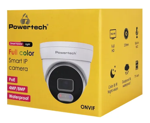 POWERTECH IP κάμερα PT-1591 με μικρόφωνο & Full Color λειτουργία, 4MP, 2.8mm, PoE, IP67