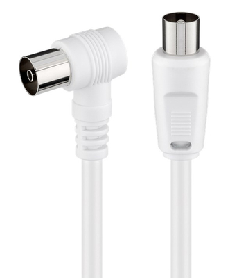 POWERTECH καλώδιο κεραίας RF αρσενικό - RF θηλυκό CAB-V040, γωνιακό, λευκό, 1.5m