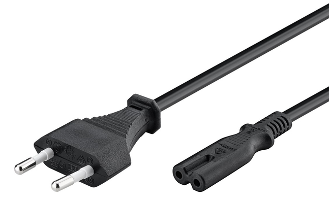 POWERTECH Καλώδιο τροφοδοσίας Euro VDE 2x0.5mm², PVC, copper, 1.5m