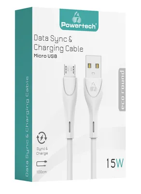 POWERTECH καλώδιο USB σε Micro USB eco round PTR-0106, 15W 3A, 1m, λευκό