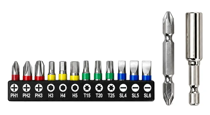 POWERTECH κατσαβίδι μπαταρίας με μύτες PT-1645, LED φακός, 1800mAh