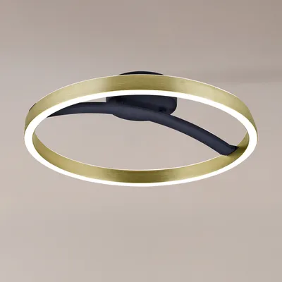 POWERTECH LED φωτιστικό οροφής HLL-0199, 29W, 4000K, Φ38x10cm, χρυσό/μαύρο