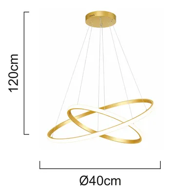 POWERTECH LED φωτιστικό οροφής PT-1526, 25W, 4000K, Φ40x120cm, χρυσό