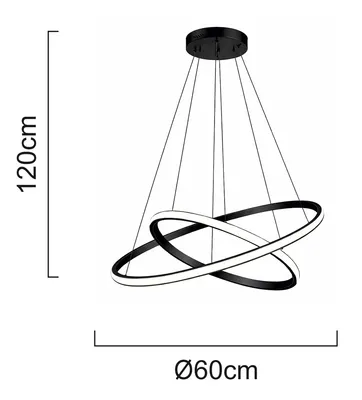 POWERTECH LED φωτιστικό οροφής PT-1527, 40W, 4000K, Φ60x120cm, μαύρο