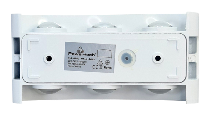 POWERTECH LED φωτιστικό τοίχου HLL-0160, 6W, 4000K, 510lm, IP65, λευκό