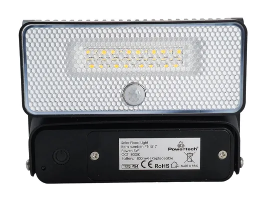 POWERTECH LED ηλιακό φωτιστικό PT-1517 με αισθητήρα κίνησης, 8W, 1800mAh, μαύρο