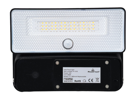POWERTECH LED ηλιακό φωτιστικό PT-1518 με αισθητήρα κίνησης, 12W, 3600mAh, μαύρο