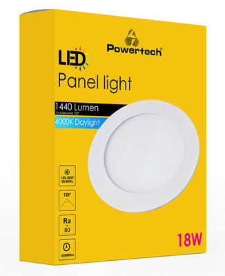 POWERTECH LED panel PT-1270 χωνευτό, 18W, Φ22cm, 4000K, 1440lm, λευκό