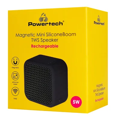 POWERTECH μίνι φορητό ηχείο TWS PT-1626, μαγνητικό, 5W, Bluetooth, 400mAh, μαύρο