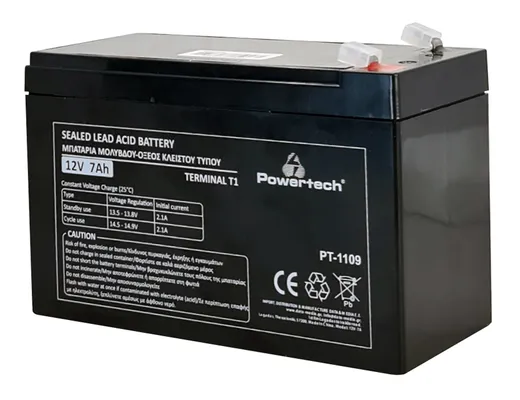 POWERTECH μπαταρία μολύβδου PT-1109, 12V 7Ah, T1