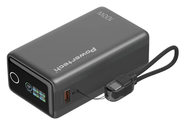 POWERTECH power bank PT-1640 με οθόνη & καλώδιο, 20000mAh, 100W, γκρι