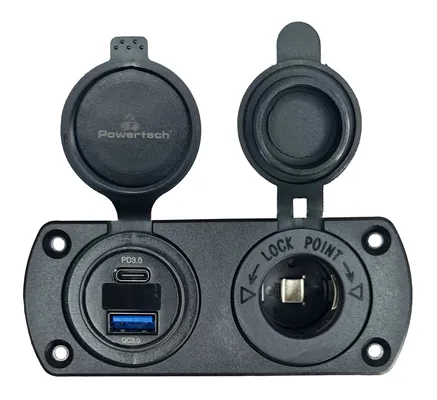 POWERTECH πρίζα 12V για σκάφη & οχήματα PTL-002, USB/USB-C, οθόνη, IP65