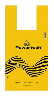POWERTECH σακούλα εμπορευμάτων τύπου φανελάκι PT-1718, 30x60cm, νάιλον, κίτρινη, 20τμχ