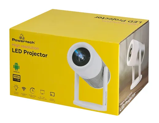 POWERTECH smart βιντεοπροβολέας PT-1305, 1080p, WiFi, Android, 170 ANSI lumens, λευκός