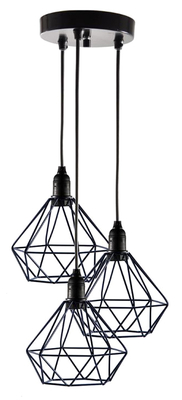 POWERTECH τρίφωτο φωτιστικό οροφής HLL-0004, E27, Φ20, μεταλλικό, μαύρο