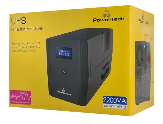 POWERTECH UPS Line Interactive PT-1298 με οθόνη, 2200VA, 1320W, 4x Schuko, 2x RJ45/RJ11, USB Type B