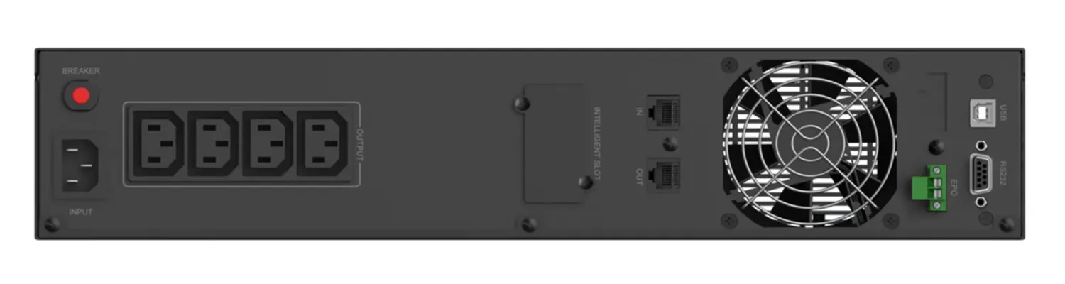 POWERTECH UPS Line Interactive PT-1408 για rack 2U, με οθόνη, 2200VA/1540W, 4x AC output