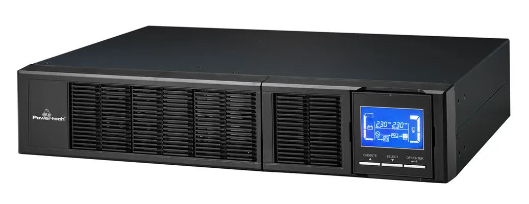 POWERTECH UPS On Line PT-1357 για rack 2U, με οθόνη, 1000VA/900W, 3x Schuko output