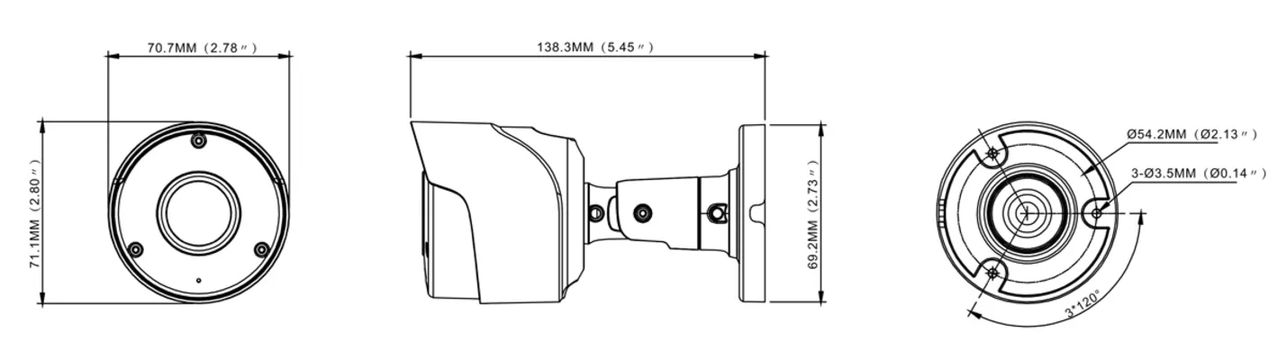 POWERTECH υβριδική κάμερα CCTV PT-1590 με μικρόφωνο & υπέρυθρα, 8MP, 2.8mm, IP66