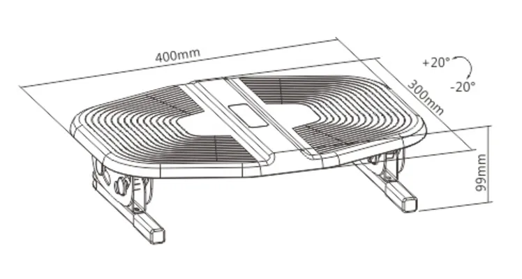 POWERTECH υποπόδιο γραφείου PT-1566 με ρυθμιζόμενη κλίση, μαύρο/λαδί