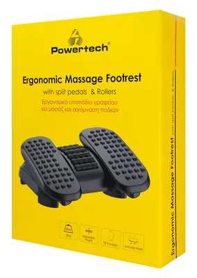 POWERTECH υποπόδιο γραφείου PT-1567 με πεντάλ εκγύμνασης ποδιών, μαύρο
