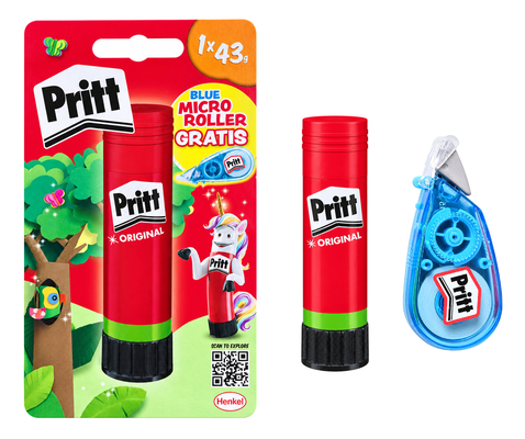 PRITT σετ κόλλα stick Original & διορθωτική ταινία, 43g, 5mmx6m, διάφανη