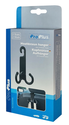 PROPLUS κρεμάστρα αυτοκινήτου 240179 για το προσκέφαλο, μαύρη, 2τμχ