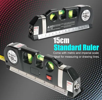 PROSKIT γραμμικό αλφάδι laser PD-161-C με κόκκινη δέσμη, μετροταινία
