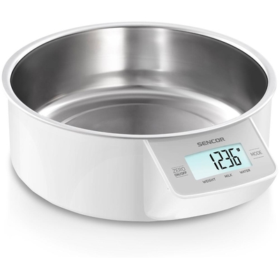 Ψηφιακή Ζυγαριά Κουζίνας 5Kg με Κάδο 1lt Sencor SKS 4030WH LCD Οθόνη και Λειτουργία Αφής Λευκή