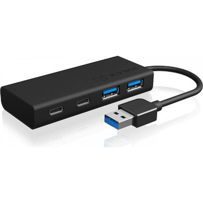 ICY BOX 4-Port Hub USB 3.0 Type-A Host 2x USB-C 2x USB-A Aluminium Black (IB-HUB1426-U3) (RSCIB-HUB1426-U3)
