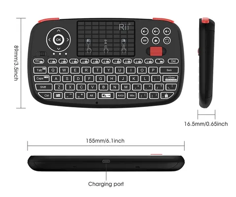 RIITEK ασύρματο mini πληκτρολόγιο i4, backlit, Bluetooth & 2.4GHz, μαύρο