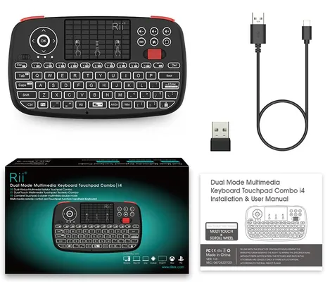 RIITEK ασύρματο mini πληκτρολόγιο i4, backlit, Bluetooth & 2.4GHz, μαύρο