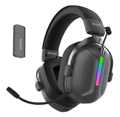 SADES gaming headset Defender, ασύρματα & ενσύρματα, 50mm, 1050mAh, RGB, multi-platform, μαύρο