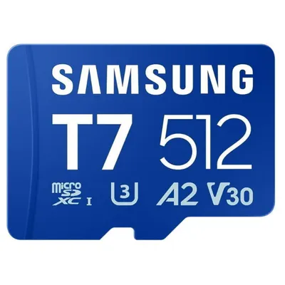 Samsung T7 microSDXC 512GB Class 10 U3 V30 A2 UHS-I (MB-MB512T/WW) (SAMMB-MB512T-WW)