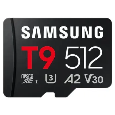 Samsung T9 microSDXC 512GB Class 10 U3 V30 A2 UHS-I (MB-MH512T/WW) (SAMMB-MH512T-WW)