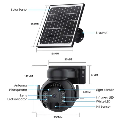 SECTEC smart ηλιακή κάμερα ST-515C-3M-4G-BK, 3MP, 4G, SD, PTZ, IP65