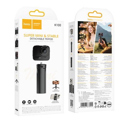 Selfie Stick Hoco K100 Prestigio και Τρίποδο Mini για Συσκευές 4.5"- 7" με Σπείρωμα 1/4" Κατάλληλο για Κάμερες Φώτα και Action Cameras