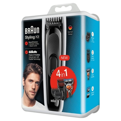Σετ Επαναφορτιζόμενη Κουρευτικής Μηχανής Braun SK3000 + Gillette F5 ProGlide
