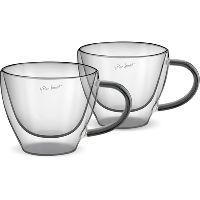 Σετ Φλιτζάνια Καπουτσίνο VASO Lamart LT9117 Γυάλινα με Διπλό Τοίχωμα 190ml Μαύρο 2  Τεμ