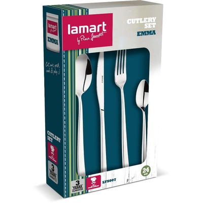 Σετ Μαχαιροπίρουνα Ανοξείδωτα 24τεμ. EMMA Lamart LT5007 Ασημί