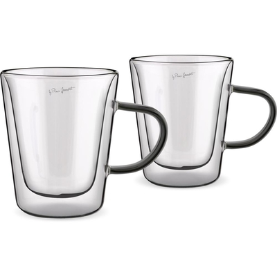 Σετ Ποτήρια Τσαγιού VASO Lamart LT9120 Γυάλινα με Διπλό Τοίχωμα 300ml Μαύρα 2 Τεμ