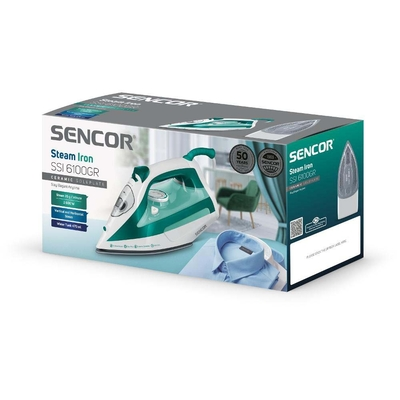 Σίδερo Ατμού Sencor SSI 6100GR 2600W με Κεραμική Πλάκα Drip-Stop Τεχνολογία και Steam Boost 160g/min Πράσινο