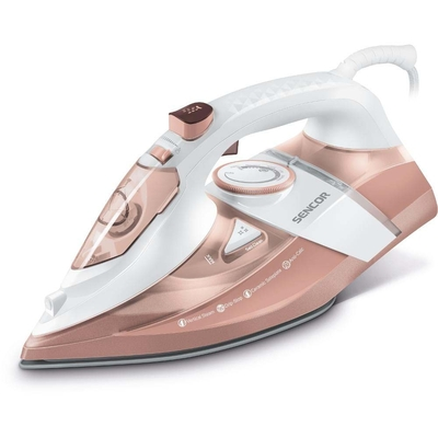 Σίδερo Ατμού Sencor SSI 8300RS 3200W 350ml με Κεραμική Πλάκα Drip-Stop Τεχνολογία και Πίεση Ατμού 195g/min Λευκό/Ροζ