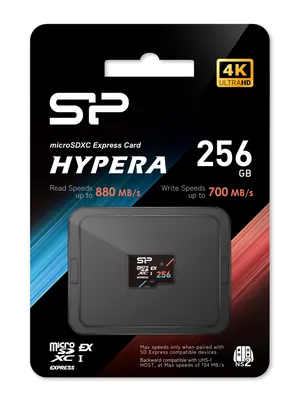 SILICON POWER κάρτα μνήμης microSDXC Express Hypera, 256GB, PCIe Gen 3x1, C10 UHS-I U3 A1 V30