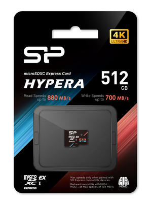 SILICON POWER κάρτα μνήμης microSDXC Express Hypera, 512GB, PCIe Gen 3x1, C10 UHS-I U3 A1 V30